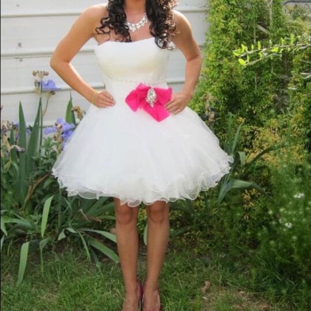 White & Pink Party / Prom Dress (size 4)